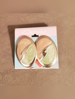 Caring Oval Two-Tone Resin Drop Earrings - Peach & Light Green
